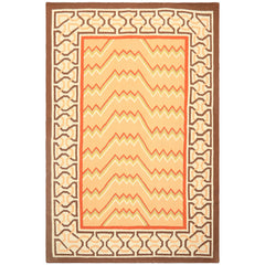 6x9 Peach, Ivory, Brown Color Hand Woven Kilim Wool Southwestern Oriental Rug