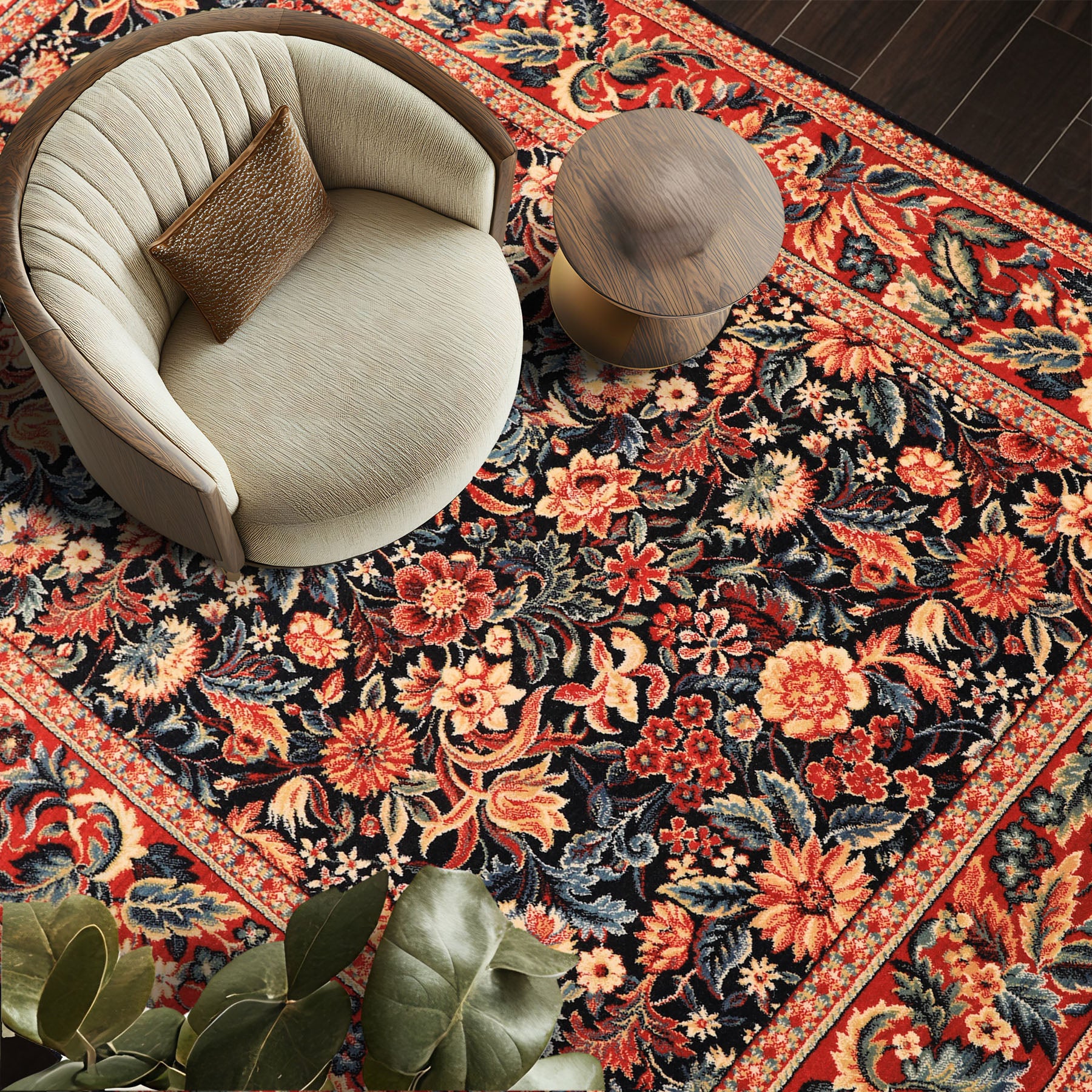 4x6 Midnight Blue, Burnt Orange, Ivory Color Machine Made Persian New Zealand Wool Traditional Oriental Rug