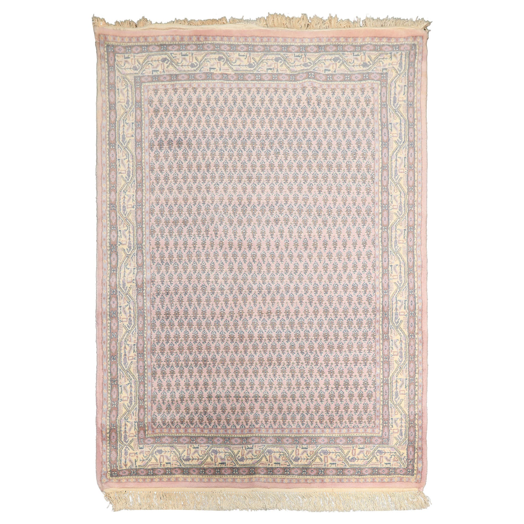 4x6 Lilac, Ivory, Slate Color Hand Knotted Persian Wool Traditional Oriental Rug