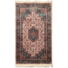 3x5 Ivory, Turquoise, Red Color Hand Knotted Indo Bidjar Wool Traditional Oriental Rug