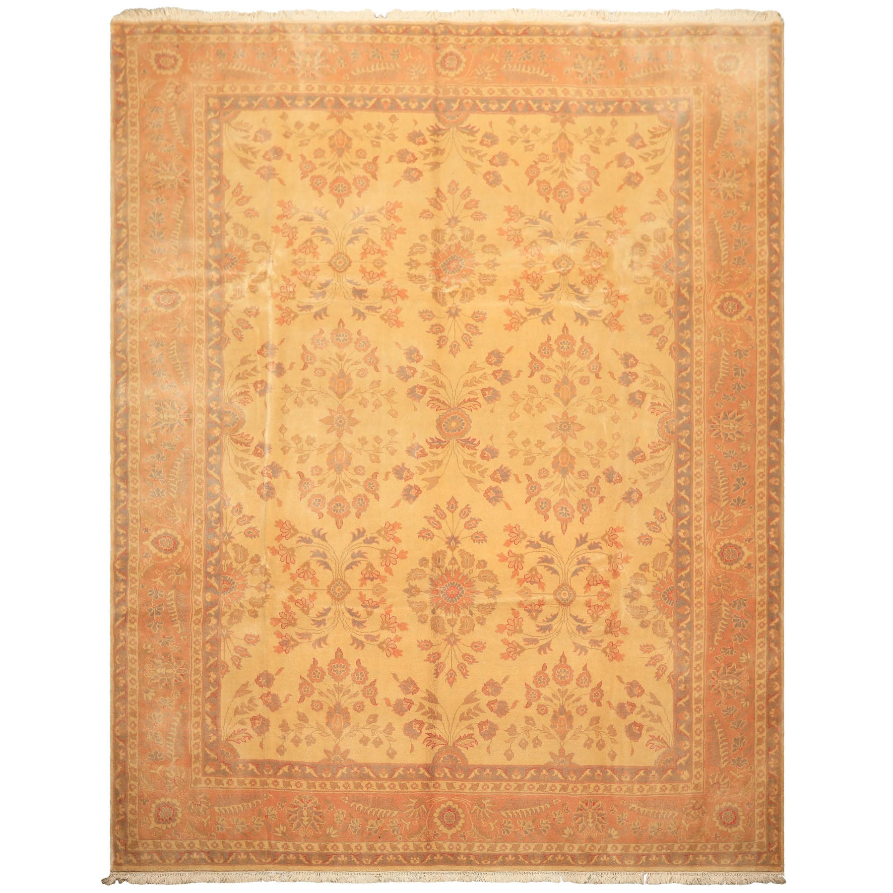 9x12 Beige, Blush, Gray Color Hand Knotted Oushak Wool Traditional Oriental Rug