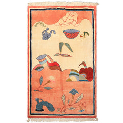 6x9 Ivory, Blush, Red Color Hand Knotted Gabbeh Wool Modern & Contemporary Oriental Rug