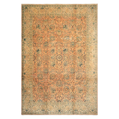10x14 Peach, Beige, Celadon Color Hand Knotted Tabriz Wool Traditional Oriental Rug