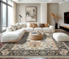 Multi Size Ivory Blush Beige Color Hand Hooked  Wool Traditional Oriental Rug