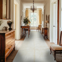 Off White 4'10''x11'10'' Runner Tibetan Modern Contemporary Ultra Chic Designer Hand Knotted Viscose Oriental Area Rug