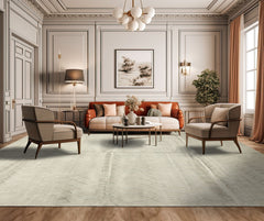 Tone on Tone Faded Seafoam 8'7''x11'9'' Premium Tibetan Modern Contemporary Tibetano Designer Hand Knotted Wool Pure Silk Oriental Area Rug