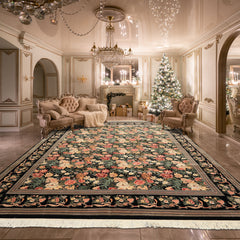 Black Ivory 9x11'9'' Pak Persian Traditional 300 KPSI Botanical Hand Knotted Wool Silk Oriental Area Rug