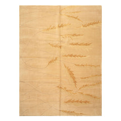 8x10 Tan, Gold, Gray Color Hand Knotted Tibetan Wool & Pure Silk Transitional Oriental Rug