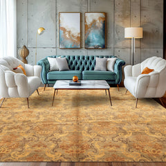 Brown Gold 7'11''x9'9'' Indo Tibetan Transitional Hand Knotted Wool Oriental Area Rug