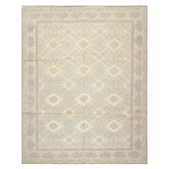 8x10 Seafoam, Gray, Cream Color Hand Knotted Tibetan Wool Transitional Oriental Rug