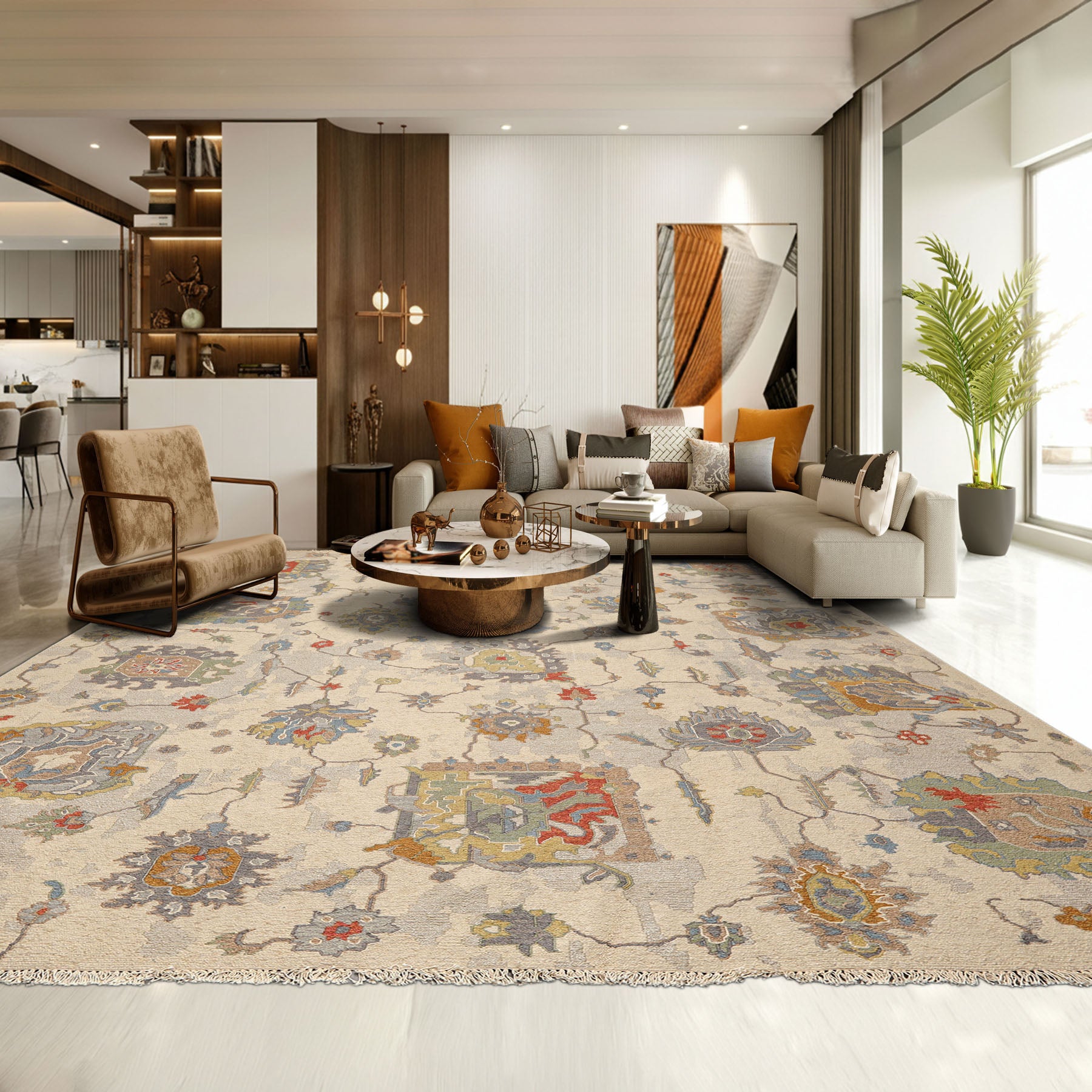 8x10 Beige, Gray, Gold Color Hand Knotted Soumak Wool Traditional Oriental Rug
