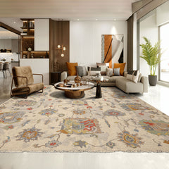 8x10 Beige, Gray, Gold Color Hand Knotted Soumak Wool Traditional Oriental Rug