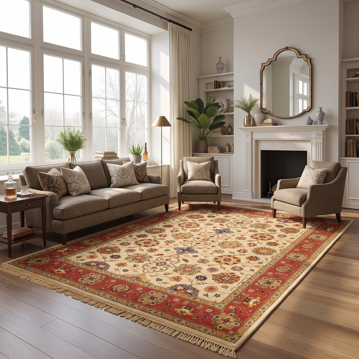 8x10 Beige, Gold, Sage Color Hand Knotted Soumak Wool Traditional Oriental Rug