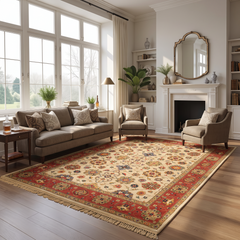 8x10 Beige, Gold, Sage Color Hand Knotted Soumak Wool Traditional Oriental Rug