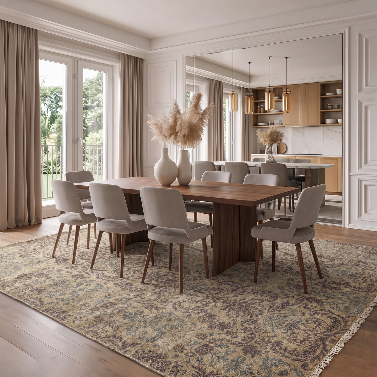 8x10 Beige, Tan, Taupe Color Hand Knotted Oushak Wool Transitional Oriental Rug