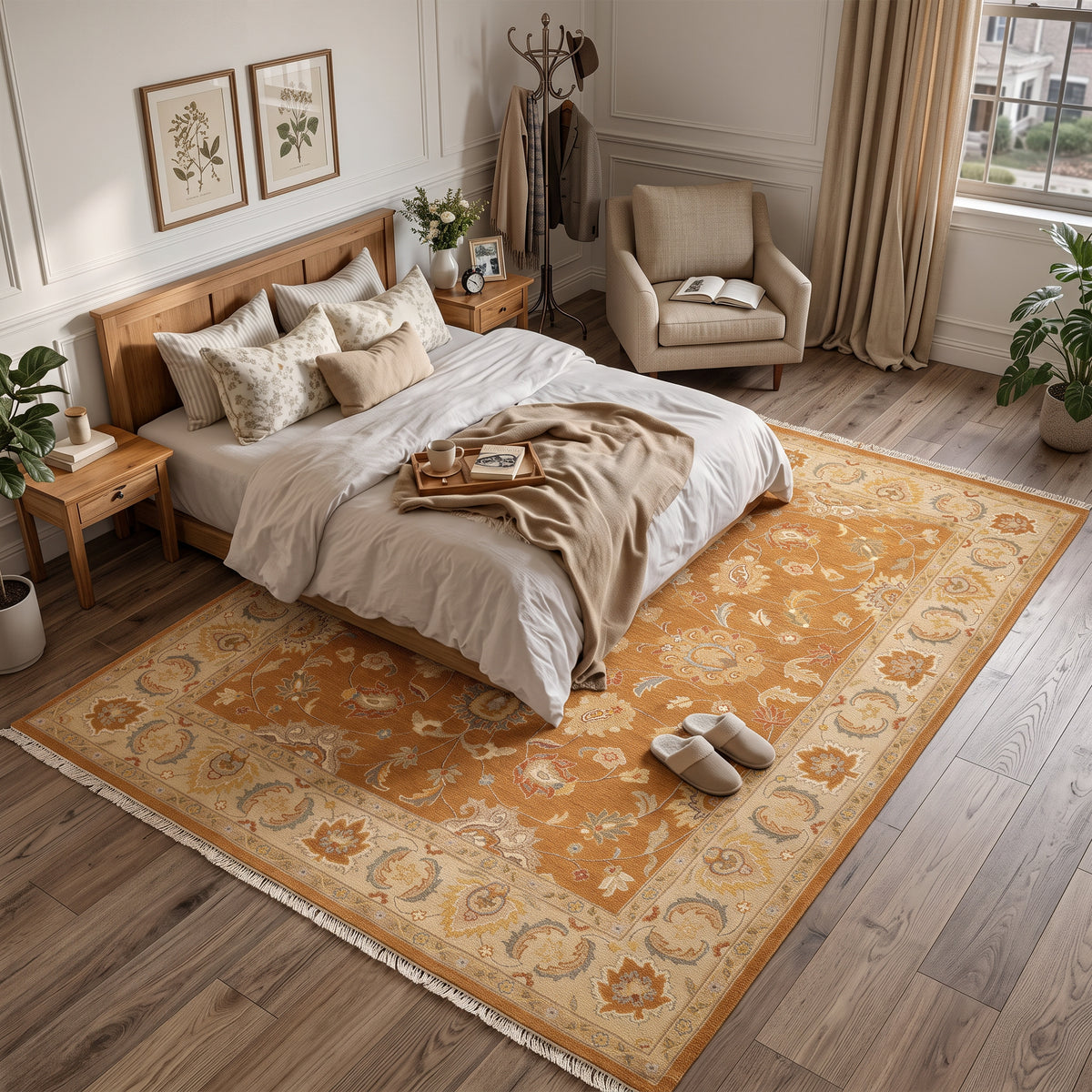 8x10 Caramel, Beige, Taupe Color Hand Knotted Soumak Wool Traditional Oriental Rug