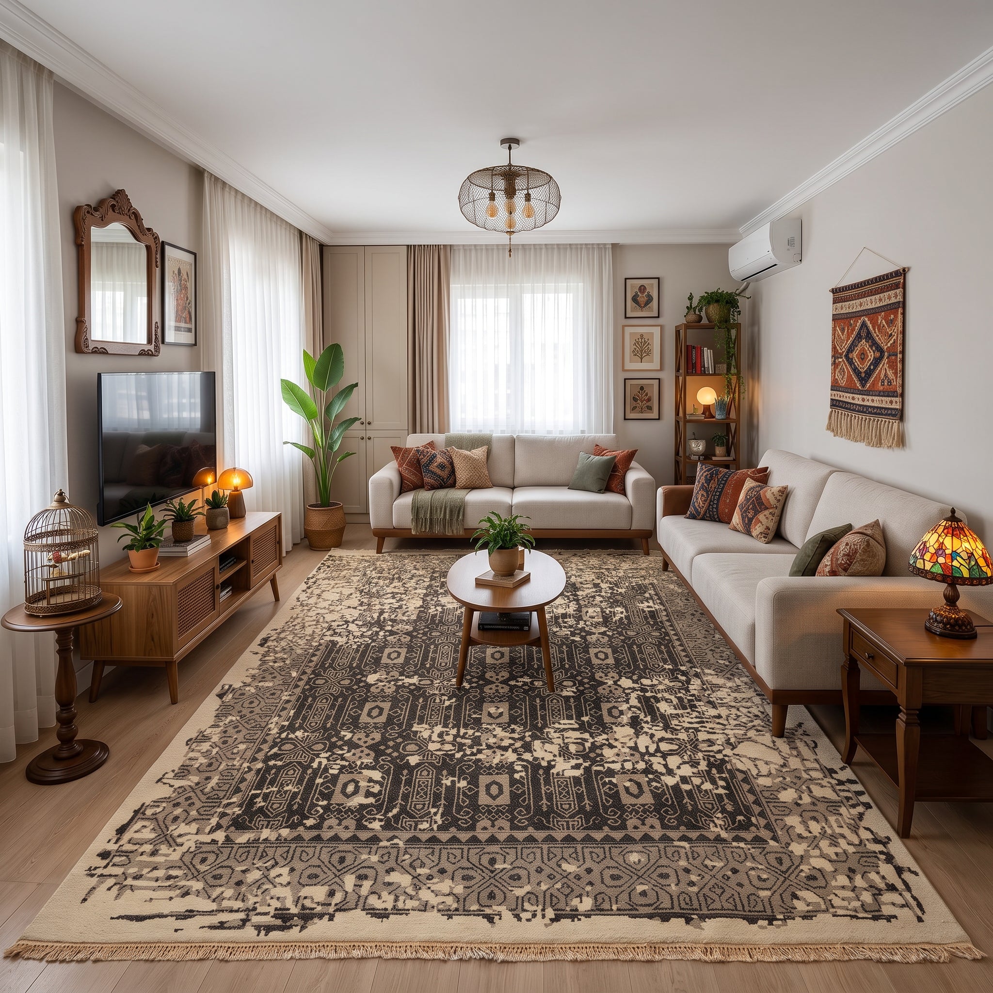 8x10 Beige, Charcoal, Taupe Color Hand Knotted Soumak Wool Traditional Oriental Rug