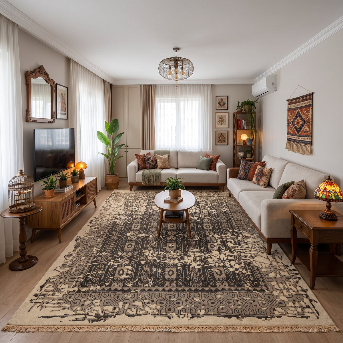 8x10 Beige, Charcoal, Taupe Color Hand Knotted Soumak Wool Traditional Oriental Rug
