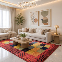 5x8 Rose, Gold, Navy Color Hand Knotted Gabbeh Wool Modern & Contemporary Oriental Rug