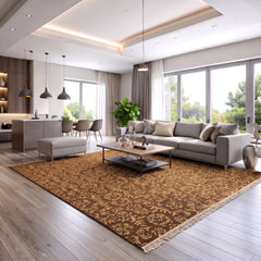 9x12 Caramel, Gold, Color Hand Knotted Soumak Wool Transitional Oriental Rug
