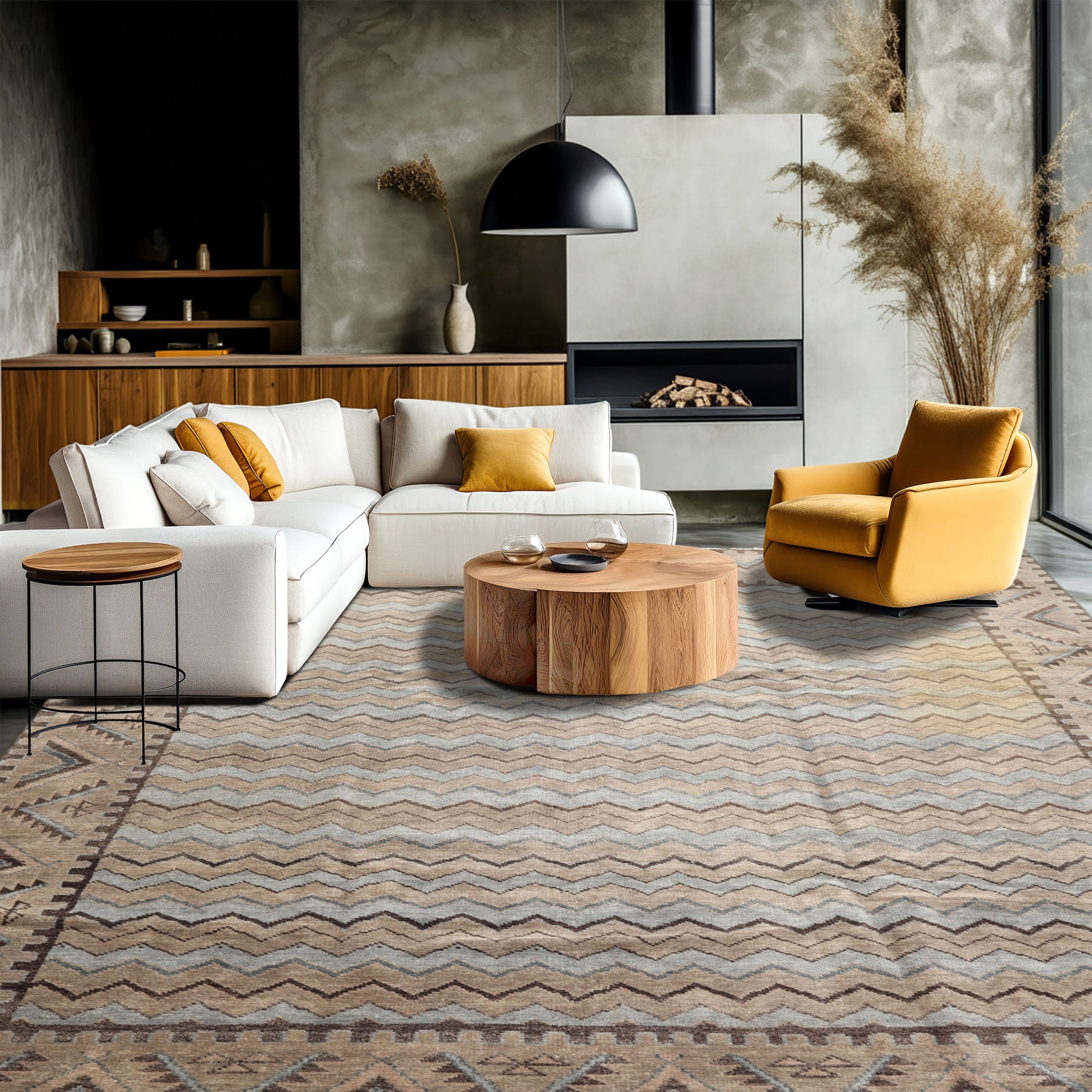 8x10 Taupe, Brown, Slate Color Hand Knotted Oushak Wool Modern & Contemporary Oriental Rug