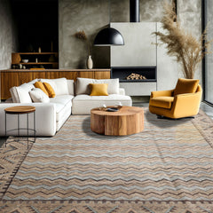 8x10 Taupe, Brown, Slate Color Hand Knotted Oushak Wool Modern & Contemporary Oriental Rug