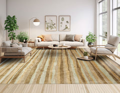 9x12 Tan, Aqua, Taupe Color Hand Knotted Tibetan Wool Modern & Contemporary Oriental Rug