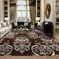 8x10 Brown, Aqua, Color Hand Loomed Tibetan Wool & Bamboo Silk Transitional Oriental Rug