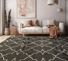 8x10 Charcoal, Gray, Color Hand Loomed Tibetan Wool Transitional Oriental Rug