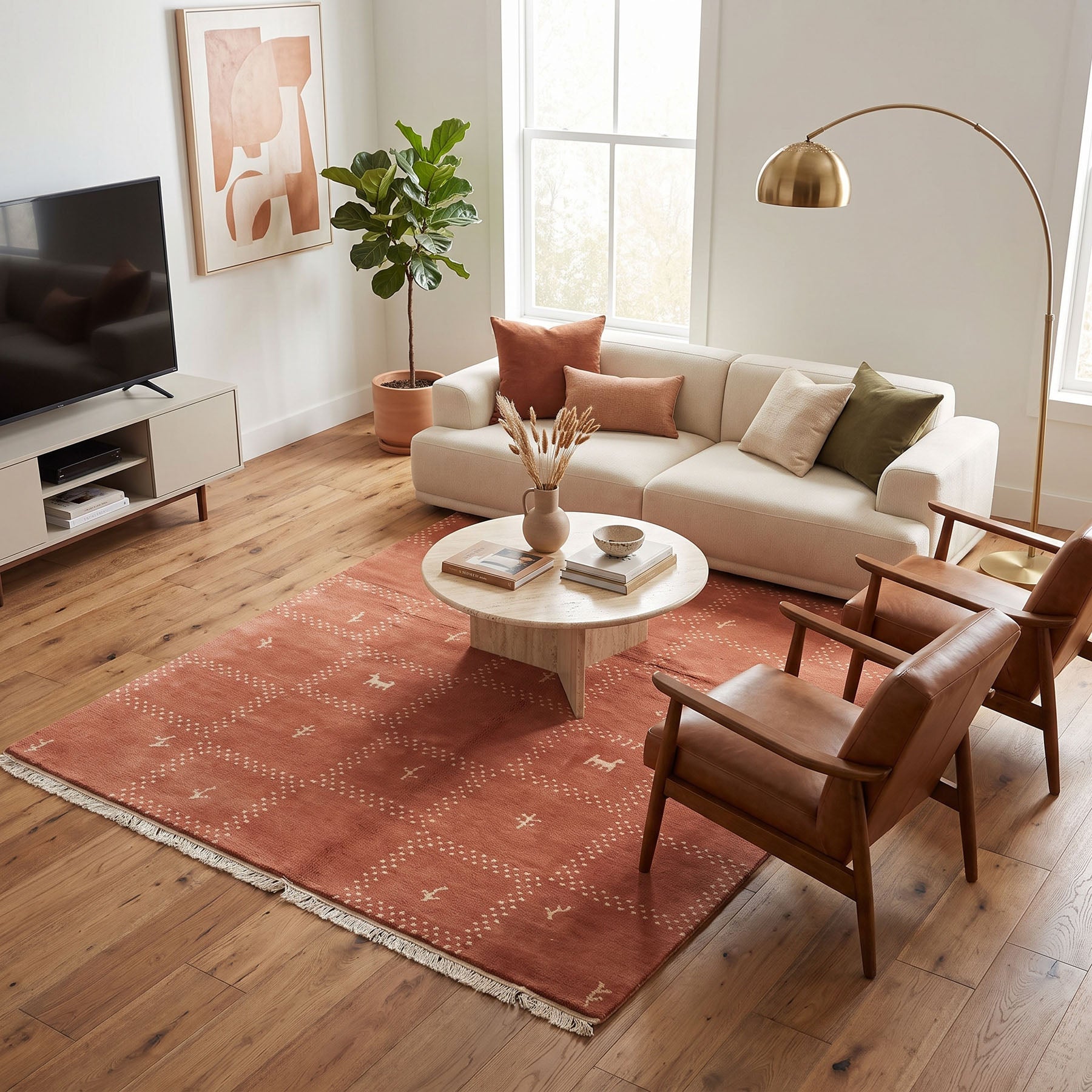 5x8 Blush, Ivory, Color Hand Knotted Gabbeh Wool Modern & Contemporary Oriental Rug