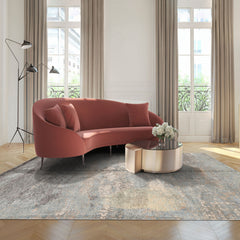 5x8 Aqua, Gray, Beige Color Hand Knotted Sherpa Wool & Bamboo Silk Modern & Contemporary Oriental Rug
