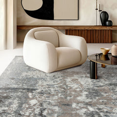 6x9 Gray, Aqua, Blue Color Hand Knotted Sherpa Wool & Bamboo Silk Modern & Contemporary Oriental Rug