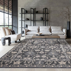 8x10 Graphite, Slate, Gray Color Hand Knotted Oushak Wool Traditional Oriental Rug