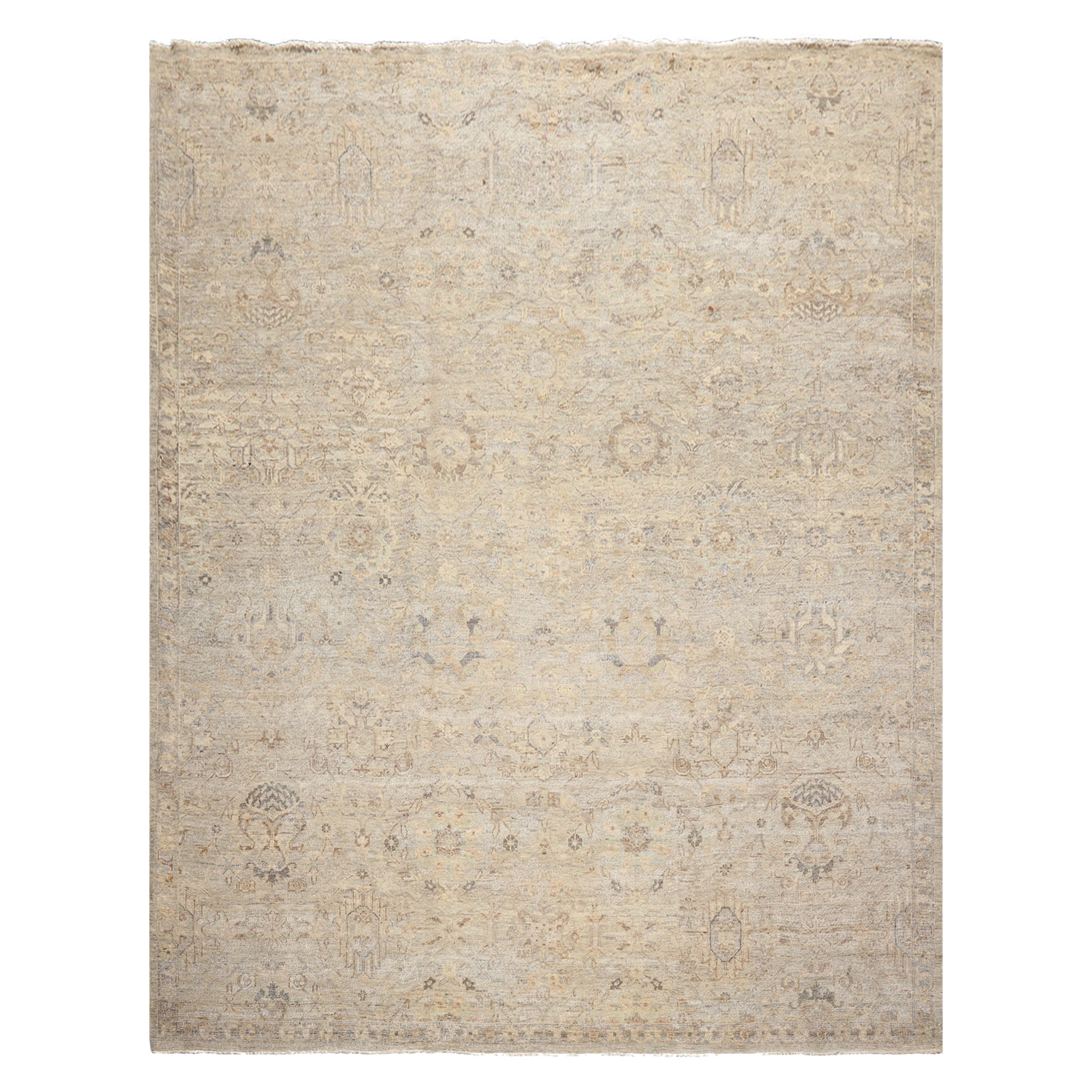 8x10 Beige, Gray, Taupe Color Hand Knotted  Wool Transitional Oriental Rug