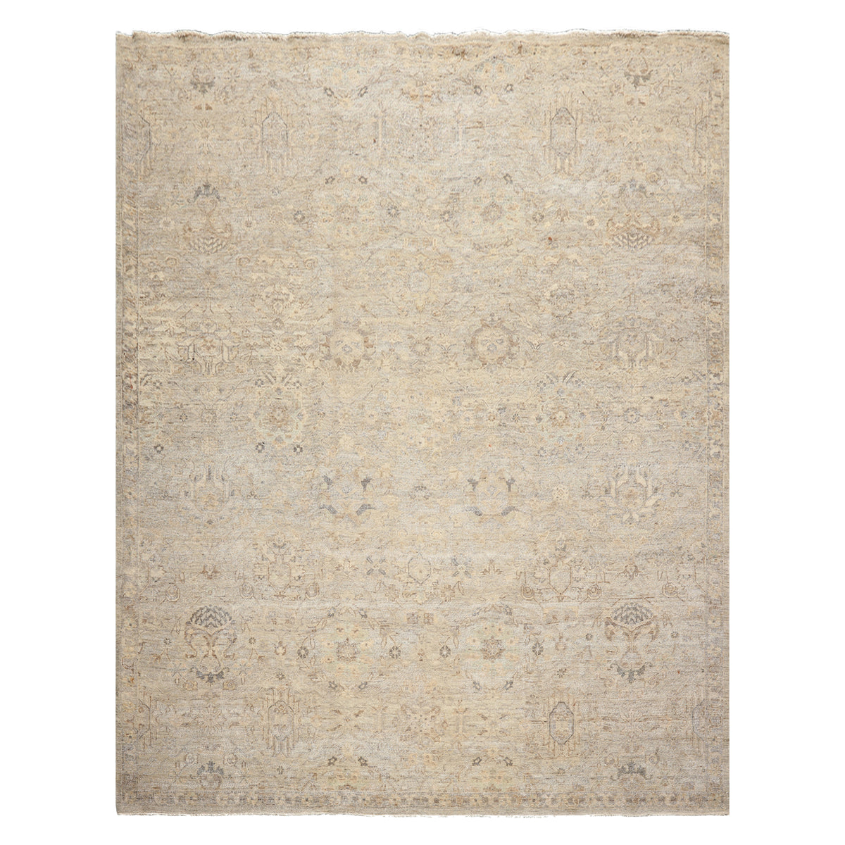 8x10 Beige, Gray, Taupe Color Hand Knotted  Wool Transitional Oriental Rug