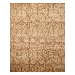 8x10 Brown, Light Gold, Color Hand Knotted Tibetan Wool Transitional Oriental Rug