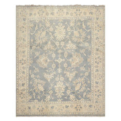 8x10 Slate, Blue, Ivory Color Hand Knotted Oushak Wool Traditional Oriental Rug