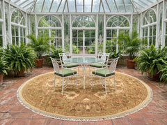 8 Round Tan, Sage, Rust Color Hand Knotted Soumak Wool Traditional Oriental Rug