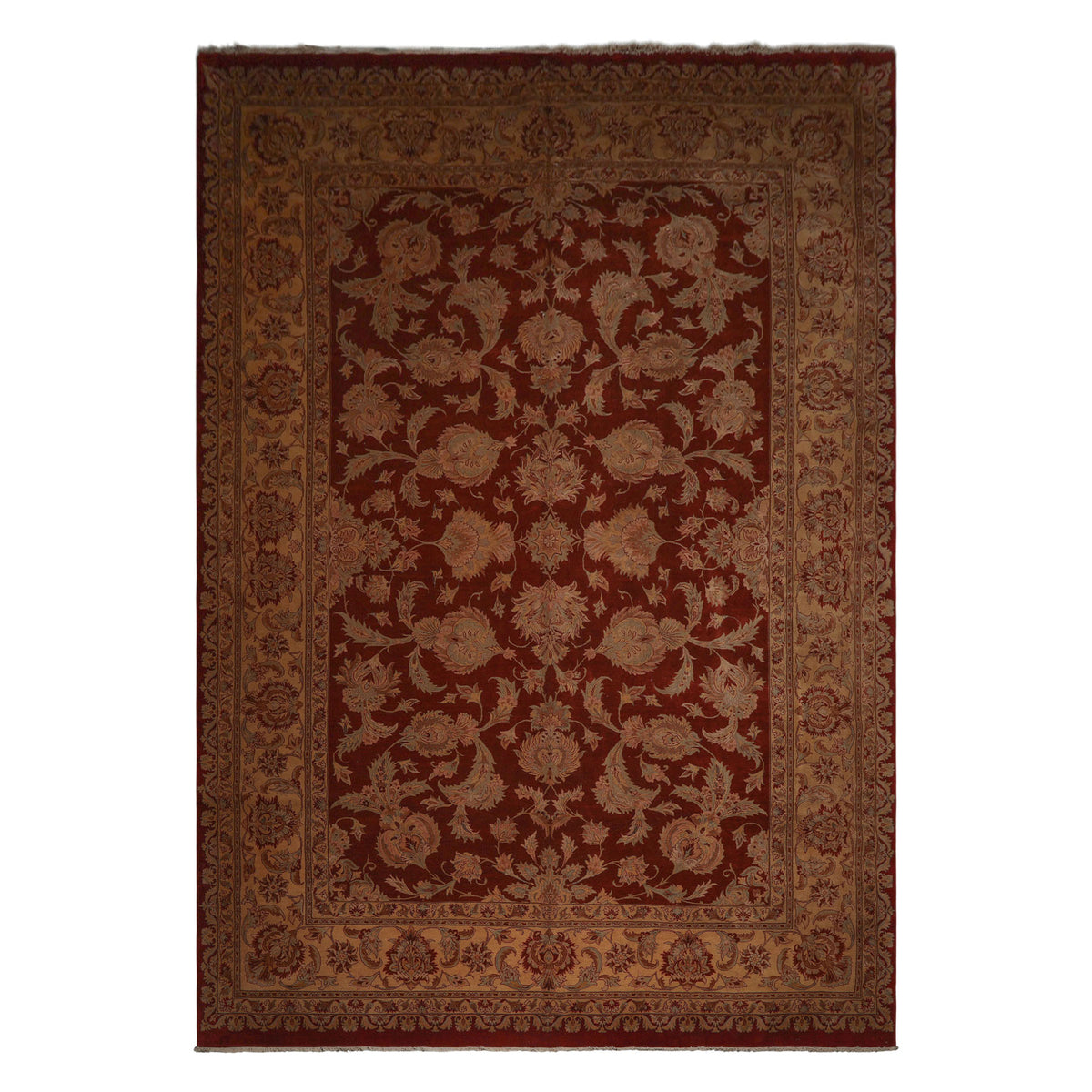 11x16 Burnt Orange, Light Gold, Mint Color Hand Knotted Tabriz wool Traditional Oriental Rug