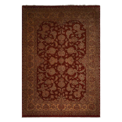 11x16 Burnt Orange, Light Gold, Mint Color Hand Knotted Tabriz wool Traditional Oriental Rug