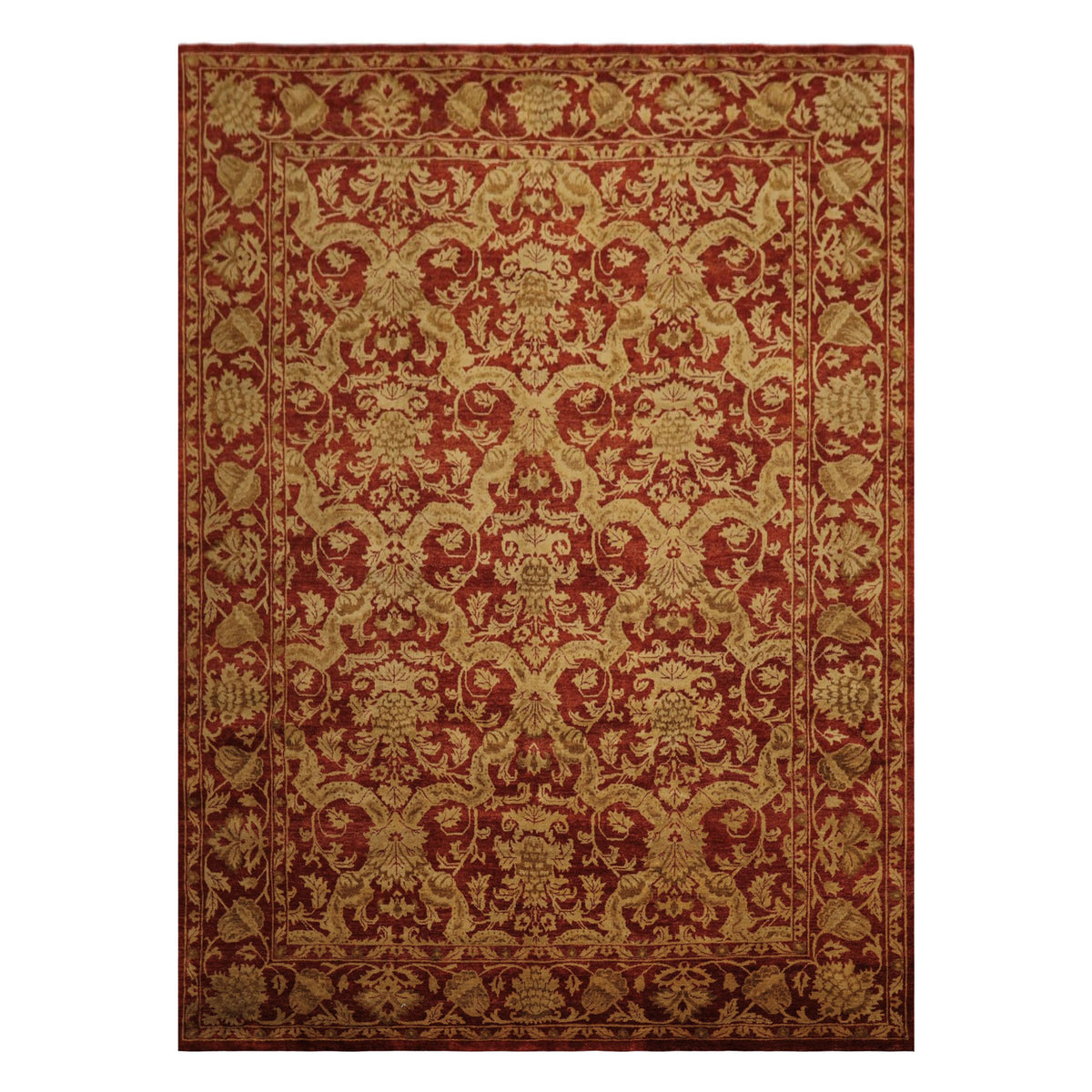 9x12 Burnt Orange, Gold, Olive Color Hand Knotted Jaipur Wool Transitional Oriental Rug