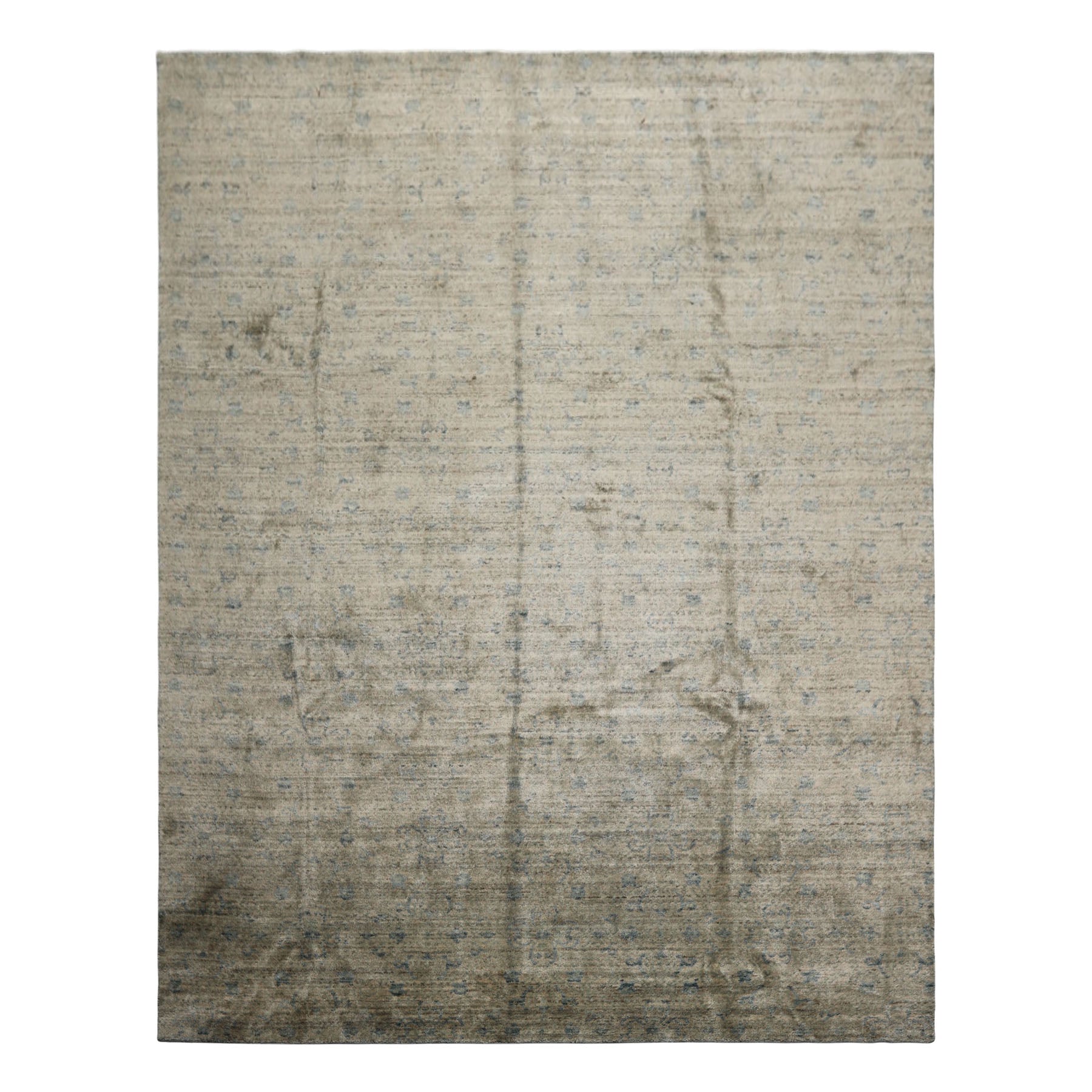 8x10 Silver, Gray, Aqua Color Hand Loomed  Wool & Bamboo Silk Transitional Oriental Rug