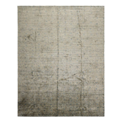 8x10 Silver, Gray, Aqua Color Hand Loomed  Wool & Bamboo Silk Transitional Oriental Rug