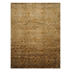 9x12 Taupe, Brown, Gold Color Hand Knotted Tibetan Wool Transitional Oriental Rug