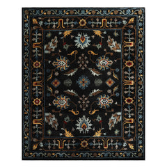 8x10 Charcoal, Blue, Aqua Color Hand Knotted Tibetan Wool Traditional Oriental Rug