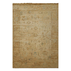 6x9 Beige, Gold, Mint Color Hand Knotted Oushak Wool Traditional Oriental Rug