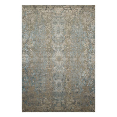 6x9 Moss, Aqua, Beige Color Hand Knotted Sherpa Bamboo Silk & Wool Modern Oriental Rug