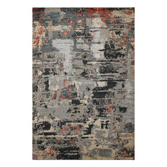 6x9 Gray, Charcoal, Rust Color Hand Knotted Sherpa Wool Modern Oriental Rug
