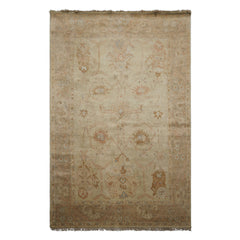 6x9 Beige, Tan, Rust Color Hand Knotted Oushak Wool Traditional Oriental Rug