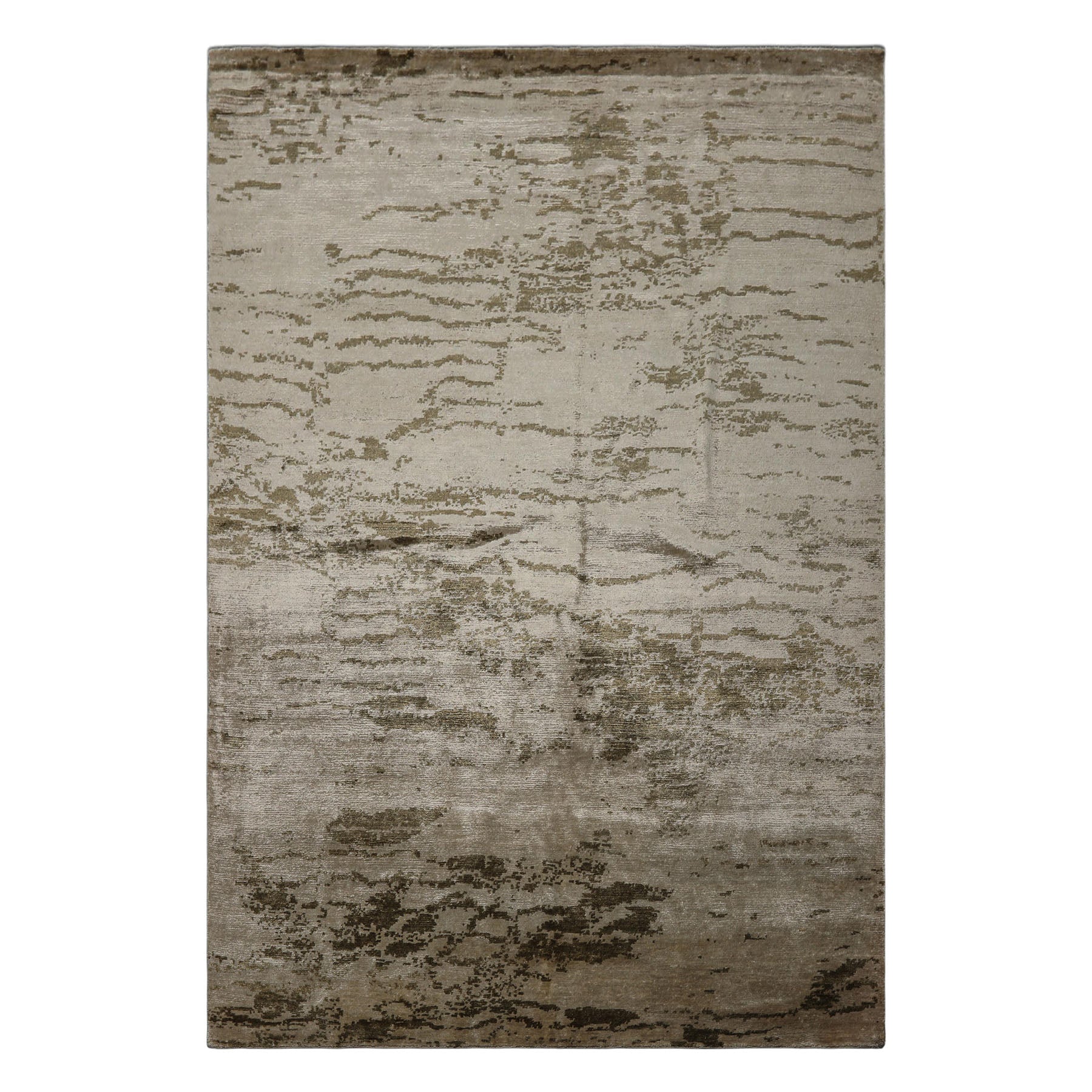 6x9 Beige, Tan, Olive Color Hand Knotted Sherpa Bamboo Silk Modern Oriental Rug